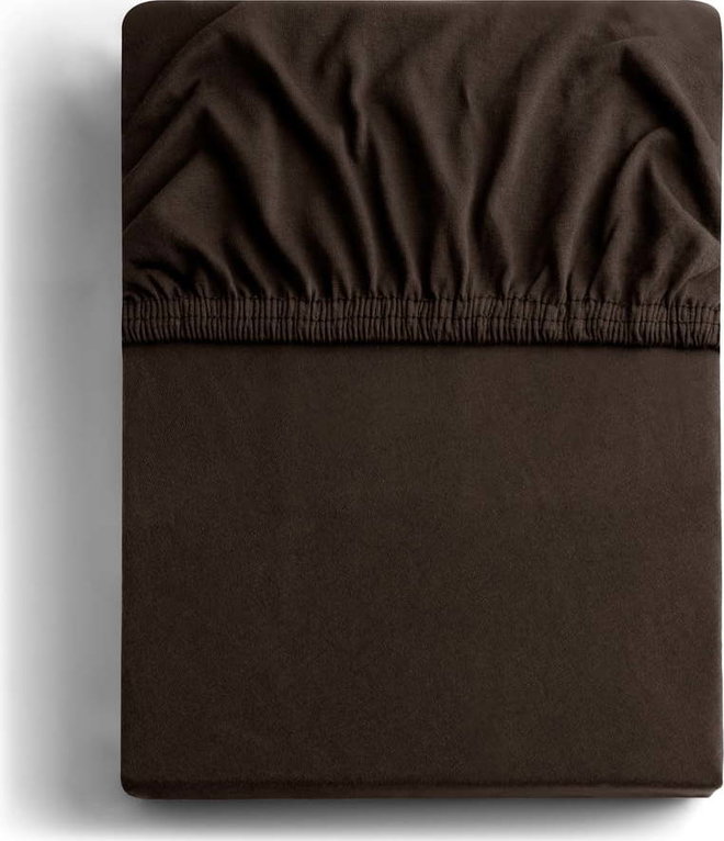 Tmavě hnědé napínací prostěradlo jersey 220x200 cm Amber – Restilo