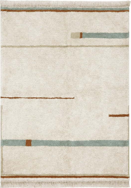 Modro-krémový pratelný ručně tkaný bavlněný koberec 200x300 cm Lanes Vintage Blue – Lorena Canals