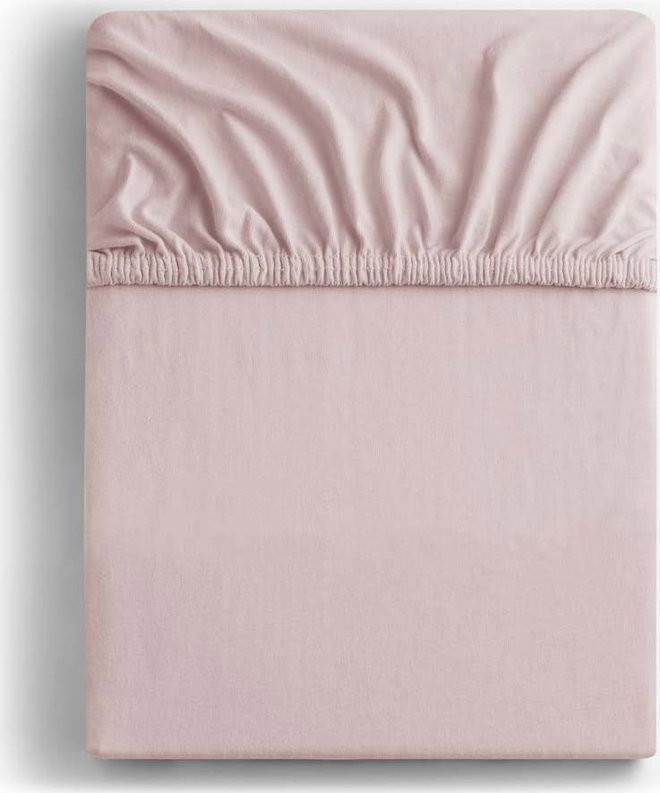 Světle růžové napínací prostěradlo jersey 140x200 cm Amber – Restilo