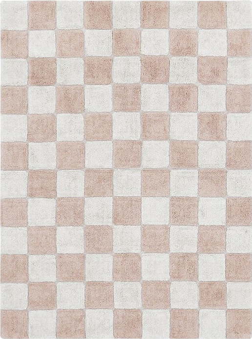 Světle růžovo-krémový pratelný ručně tkaný bavlněný koberec 120x160 cm Kitchen Tiles Rose – Lorena Canals