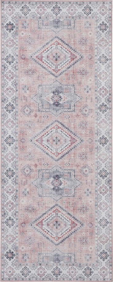 Světle růžový běhoun Nouristan Gratia, 80 x 200 cm