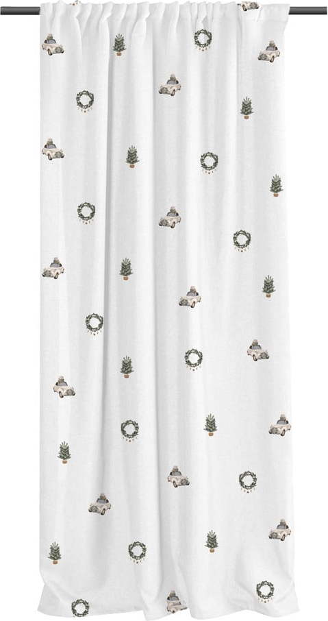 Bílý závěs z bavlněného saténu 110x250 cm Festive Car – Butter Kings