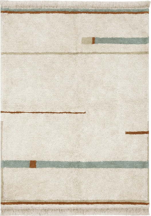 Modro-krémový pratelný ručně tkaný bavlněný koberec 90x130 cm Lanes Vintage Blue – Lorena Canals