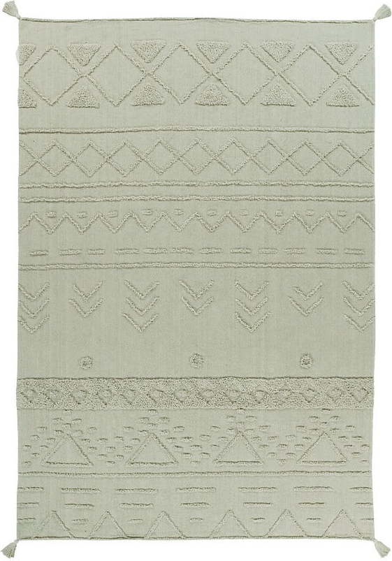 Světle zelený pratelný ručně tkaný bavlněný koberec 170x240 cm Tribu Olive – Lorena Canals