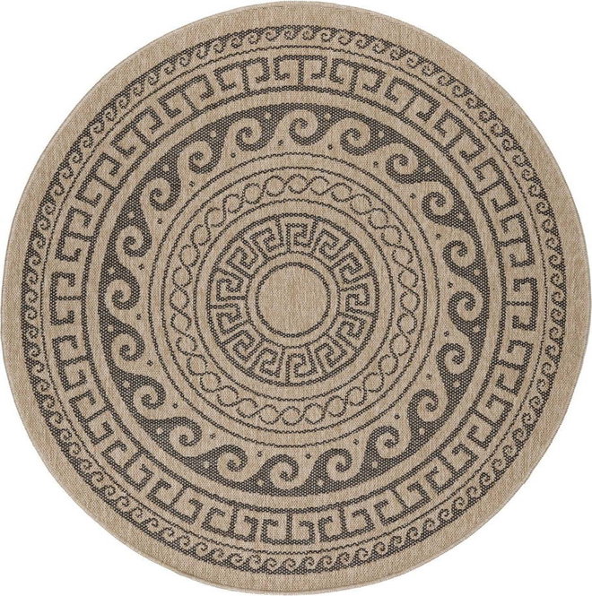 Černo-béžový kulatý venkovní koberec ø 120 cm Comilla – Ayyildiz Carpets