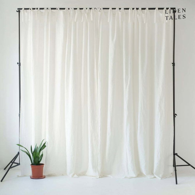 Bílý lněný závěs s poutky Linen Tales Night Time, 250 x 140 cm