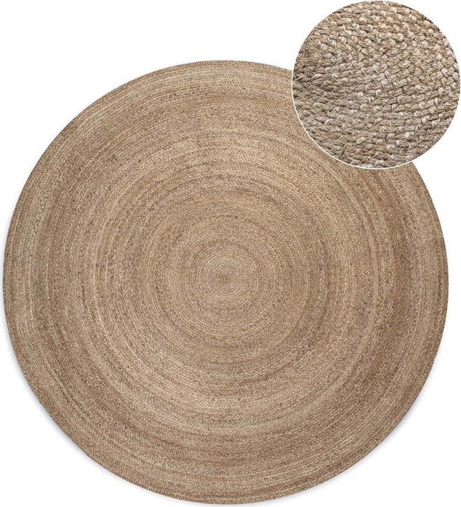 Šedobéžový oboustranný jutový kulatý koberec ø 140 cm Braided – Hanse Home