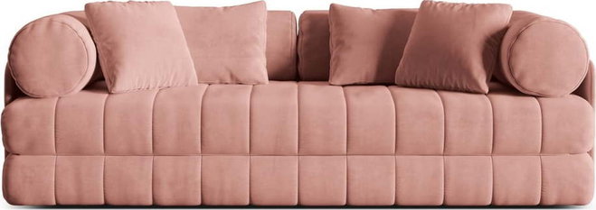 Růžová sametová rozkládací pohovka 206 cm Kemi – Cosmopolitan Design