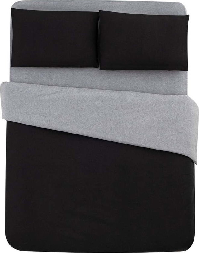 Černo-šedé bavlněné povlečení na jednolůžko/prodloužené s prostěradlem 160x220 cm – Mila Home