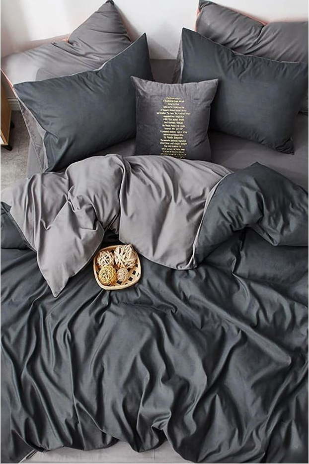 Šedo-antracitové bavlněné povlečení na jednolůžko/prodloužené s prostěradlem 160x220 cm – Mila Home