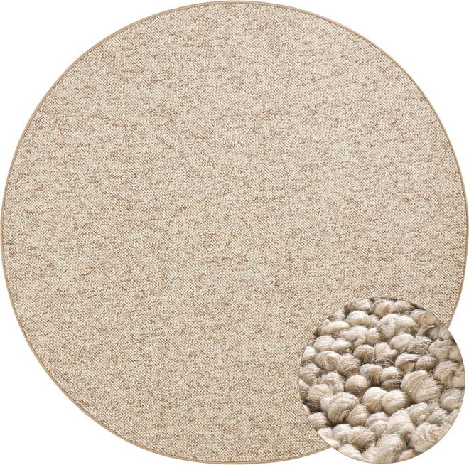 Světle hnědý kulatý koberec ø 133 cm Wolly – BT Carpet