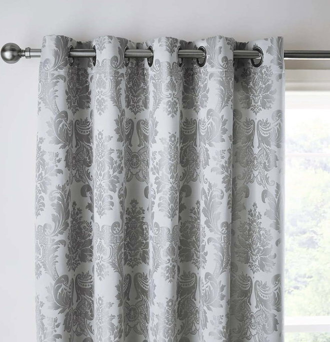 Šedé damaškové závěsy v sadě 2 ks 168x183 cm Damask Jacquard – Catherine Lansfield