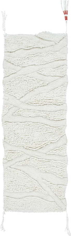 Bílý pratelný ručně tkaný vlněný běhoun 70x200 cm Enkang Ivory – Lorena Canals