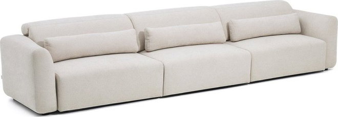 Béžová žinylková polohovací pohovka s lenoškou 410 cm Lares – Kave Home