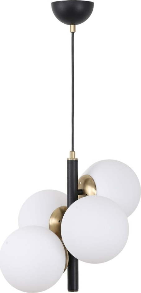 Černo-bílé závěsné svítidlo se skleněným stínidlem ø 15 cm Forte – Squid Lighting