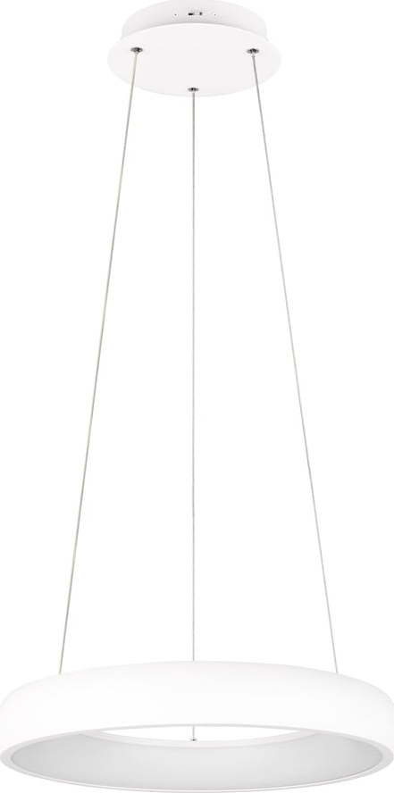 Bílé LED stmívatelné závěsné svítidlo s kovovým stínidlem ø 46 cm Cardona – Trio
