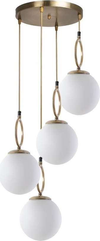 Bílé/v mosazné barvě závěsné svítidlo se skleněným stínidlem ø 30 cm Morino – Opviq lights