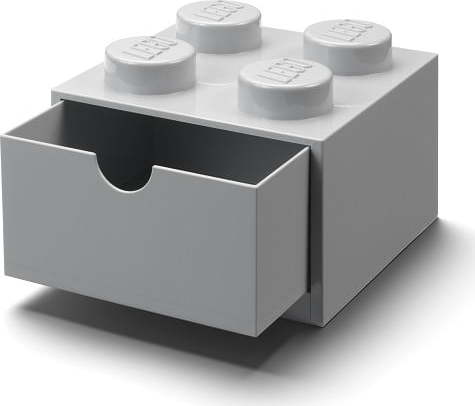 Šedý stolní box se zásuvkou LEGO® Brick, 15,8 x 11,3 cm