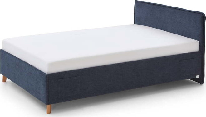 Tmavě modrá čalouněná dětská postel s úložným prostorem s roštem 120x200 cm Fun – Meise Möbel