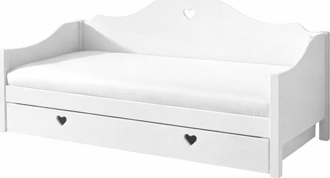 Bílá dětská postel z borovicového dřeva s výsuvným lůžkem s úložným prostorem 90x200 cm AMORI – Vipack
