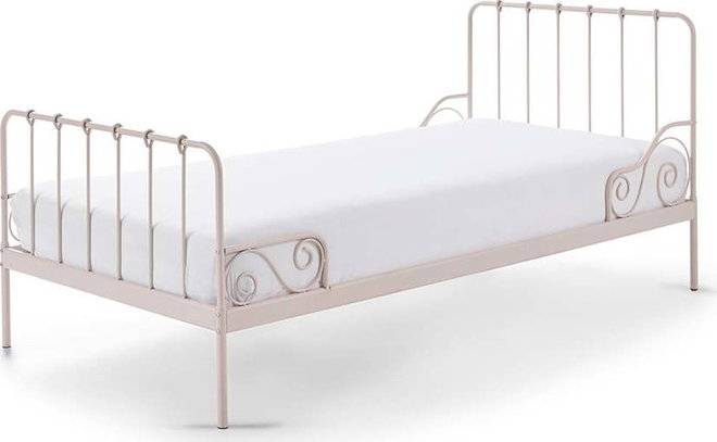 Růžová kovová dětská postel Vipack Alice, 90 x 200 cm