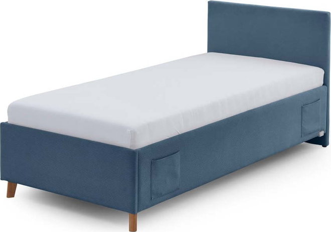 Modrá čalouněná dětská postel s úložným prostorem s roštem 90x200 cm Cool – Meise Möbel