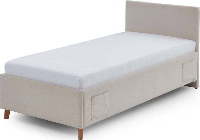 Béžová čalouněná dětská postel s úložným prostorem s roštem 90x200 cm Cool – Meise Möbel
