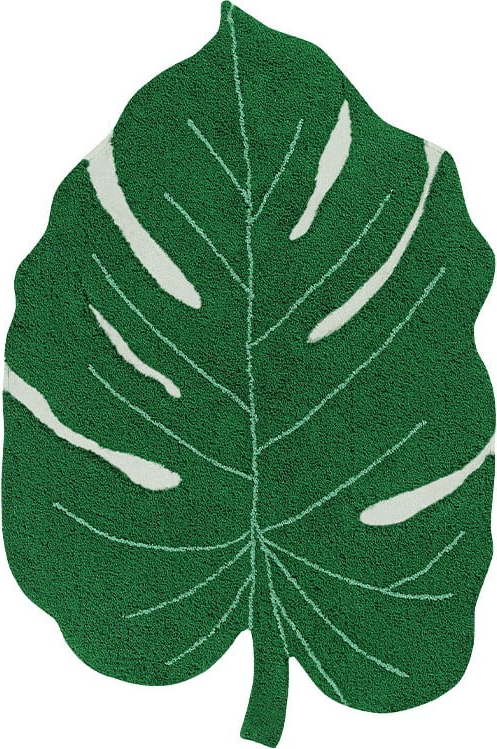 Tmavě zelený pratelný ručně tkaný bavlněný dětský koberec 120x180 cm Monstera Leaf – Lorena Canals