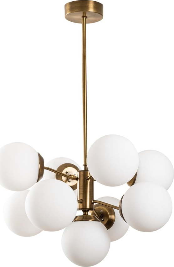 Bílé/v mosazné barvě závěsné svítidlo se skleněným stínidlem ø 70 cm Mudoni – Opviq lights
