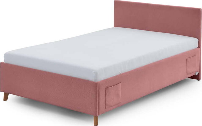 Růžová čalouněná dětská postel s úložným prostorem s roštem 140x200 cm Cool – Meise Möbel