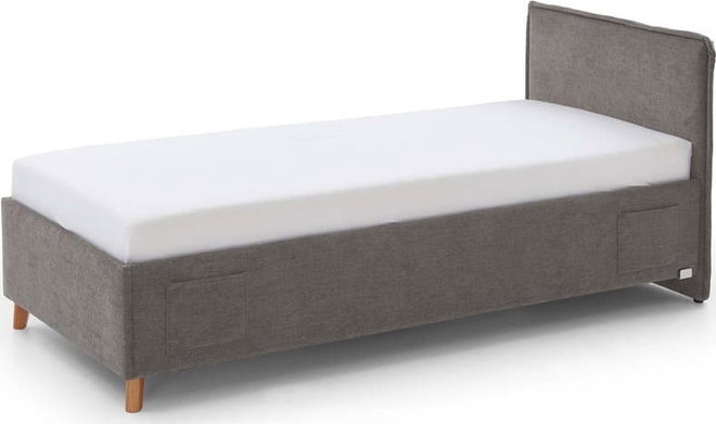 Šedá čalouněná dětská postel s úložným prostorem s roštem 90x200 cm Fun – Meise Möbel