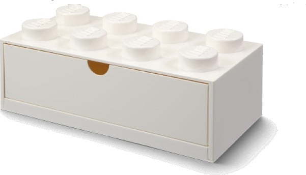 Bílý stolní box se zásuvkou LEGO® Brick, 31,6 x 11,3 cm
