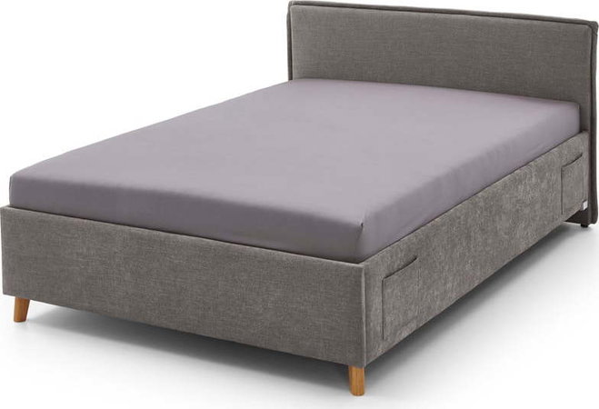 Šedá čalouněná dětská postel s úložným prostorem s roštem 140x200 cm Fun – Meise Möbel