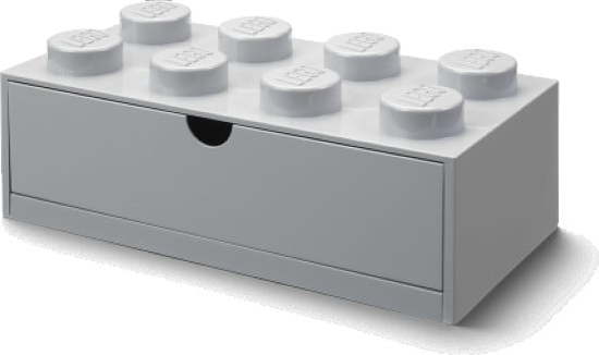 Šedý stolní box se zásuvkou LEGO® Brick, 31,6 x 11,3 cm