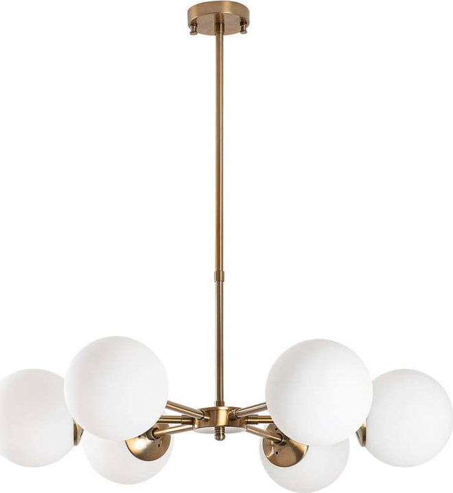 Bílé/v mosazné barvě závěsné svítidlo se skleněným stínidlem ø 73 cm Akkas – Opviq lights