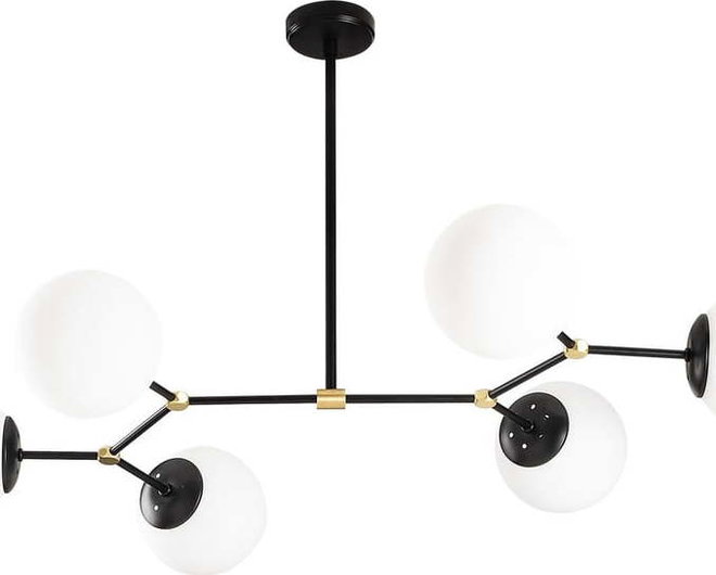 Černobílé závěsné svítidlo se skleněným stínidlem Damar – Opviq lights