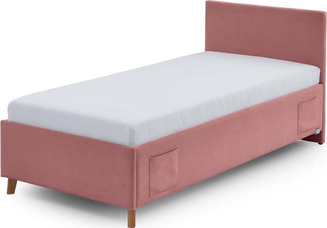 Růžová čalouněná dětská postel s úložným prostorem s roštem 90x200 cm Cool – Meise Möbel
