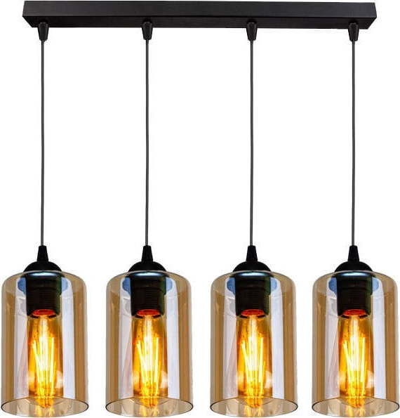 Černé závěsné svítidlo se skleněným stínidlem 10x65 cm Bistro – Candellux Lighting