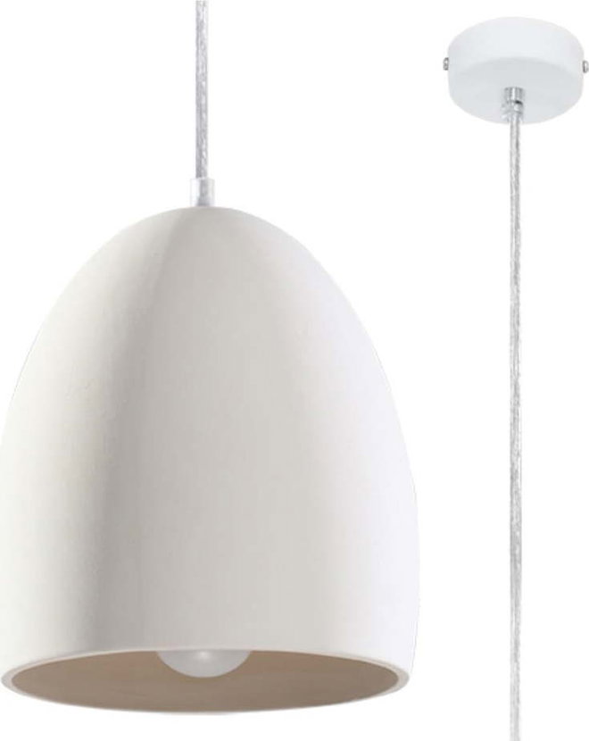 Bílé závěsné svítidlo s keramickým stínidlem ø 30 cm Fonsie – Sollux