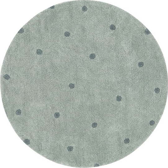 Světle zelený pratelný ručně tkaný bavlněný dětský koberec ø140 cm Round Dot Blue Sage – Lorena Canals