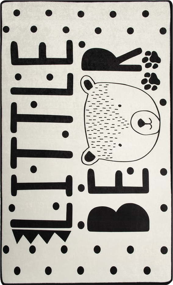 Černo-bílý dětský protiskluzový koberec Conceptum Hypnose Little Bear, 100 x 160 cm