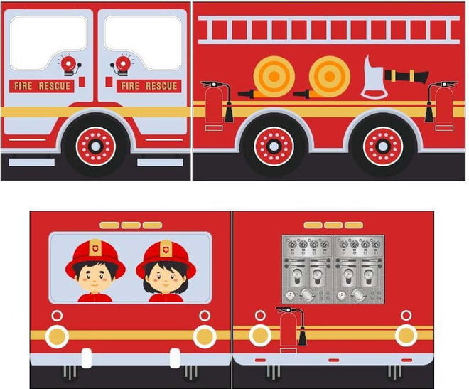 Dětský závěs k posteli 4 ks 195x75 cm Fire Truck – Vipack