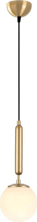 Bílé/v mosazné barvě závěsné svítidlo se skleněným stínidlem ø 15 cm King – Opviq lights