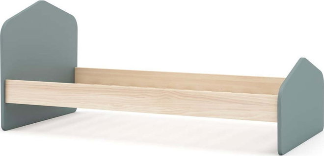 Dětská postel v dekoru borovice s roštem 90x190 cm v přírodní barvě/šedozelená Estefania – Marckeric