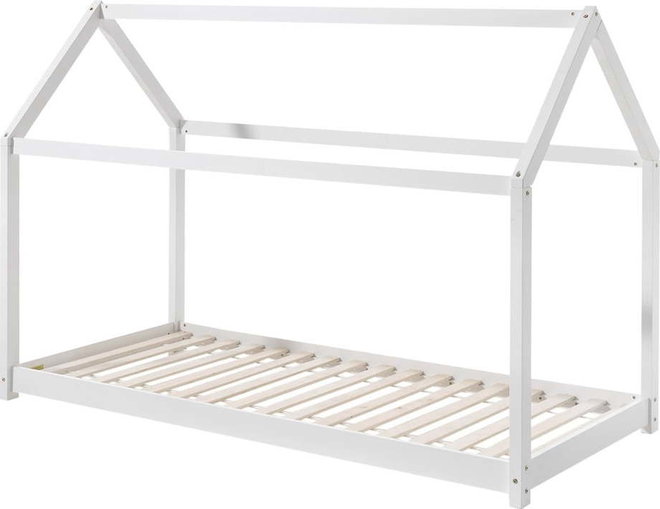 Bílá dětská domečková postel Vipack Cabane, 90 x 200 cm