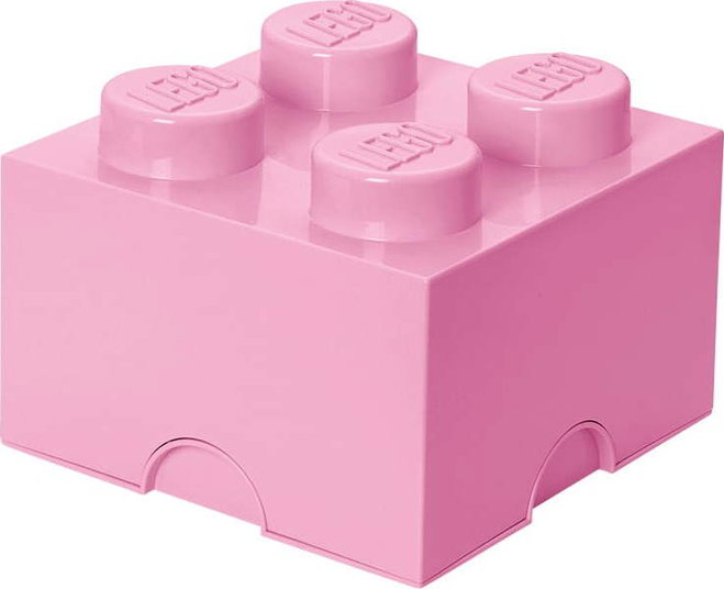 Světle růžový úložný box čtverec LEGO®