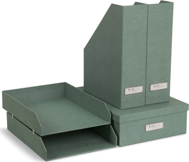 Zelené kartonové organizéry v sadě 5 ks na dokumenty Holger Canvas Paper Laminate – Bigso