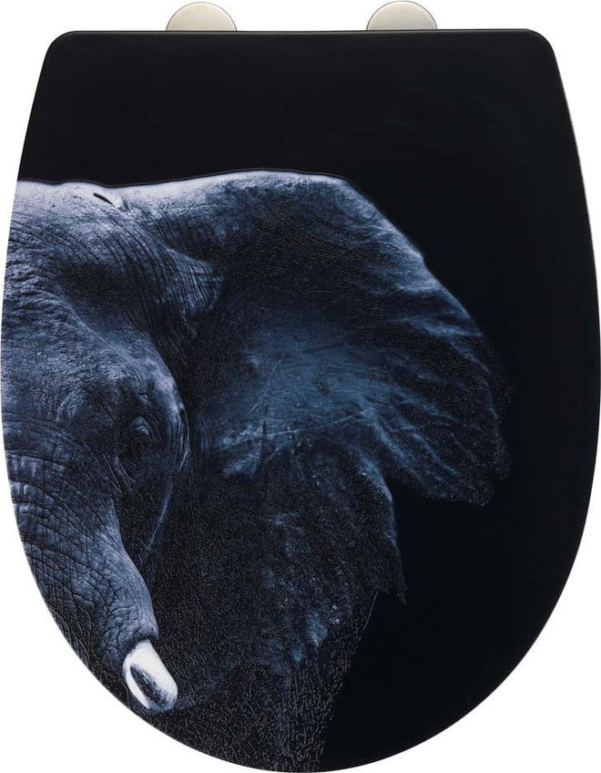 Černé WC sedátko z nerezové oceli Wenko Elephant
