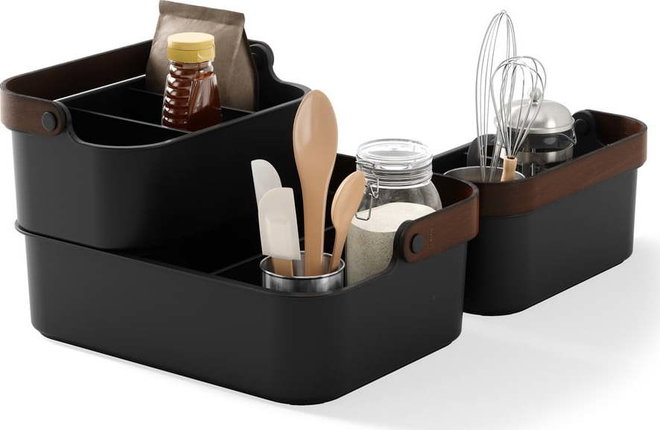 Černý koupelnový organizér z recyklovaného plastu Bellwood – Umbra