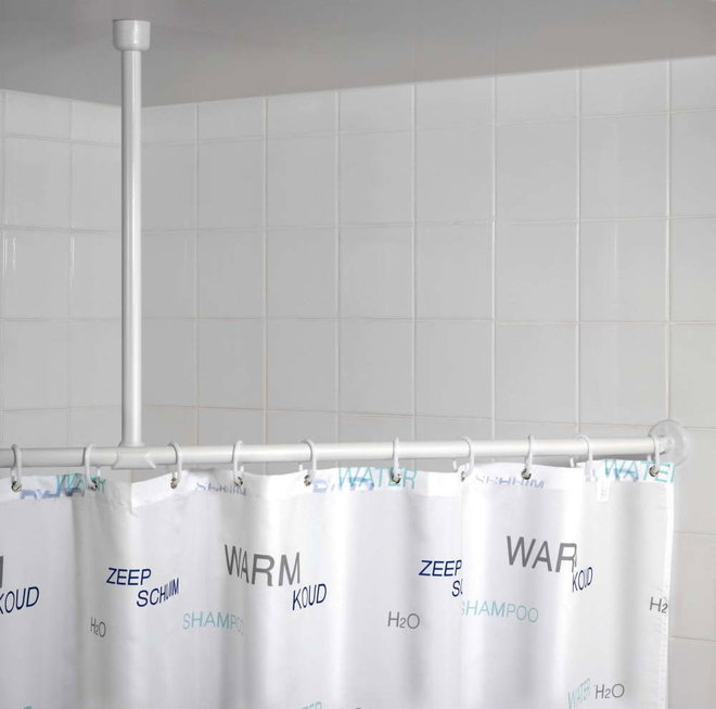 Bílý držák na strop pro sprchový závěs 57 cm – Wenko